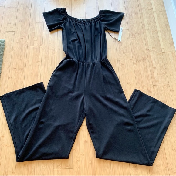 NWT Gibson x Living in Yellow Off the Shoulder Ponte Black Jumpsuit, PXS - Picture 2 of 6